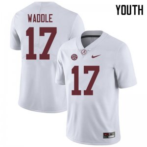 NCAA Youth Alabama Crimson Tide #17 Jaylen Waddle Stitched College 2018 Nike Authentic White Football Jersey RQ17N82MS